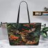 Deer in the jungle leather totee bag