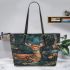 Deer in the jungle leather totee bag