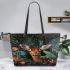 Deer in the jungle leather totee bag