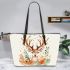 Deer in the style of watercolor leather totee bag