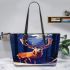 Deer with antlers in the forest leather totee bag