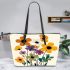 Design an illustration of flowers Leather Tote Bag, Totes, Crossbody, Purse: Bag Gift Idea for Girlfriend, Sitter, Birthday, Women ,Daughter, Mama, Ladies