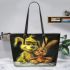 Dogs and yellow grinchy smile toothless like leather tote bag