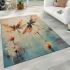 Dragonflies dancing among flowers area rugs carpet