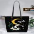 Dragonflies on the moon leather tote bag