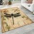 Dragonfly on antique paper area rugs carpet