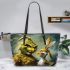 Eagle and yellow grinchy smile toothless like leather tote bag