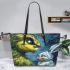 Eagle and yellow grinchy smile toothless like rabbit toothless leather tote bag