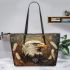 Eagle smile with dream catcher leather tote bag