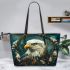 Eagle smile with dream catcher leather tote bag