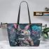 Easter bunny in an astronaut suit leather tote bag