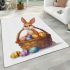 Easter bunny with a basket full of easter eggs area rugs carpet