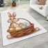 Easter bunny with a basket full of easter eggs area rugs carpet