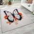 Elegant butterfly resting on a pink flower area rugs carpet