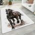 Elegant dark brown horse against a white background area rugs carpet