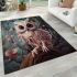 Enchanted owl in pink flowers area rugs carpet