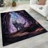 Enchanting cat in a crystal cave area rugs carpet