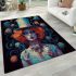 Enchanting woman with celestial area rugs carpet