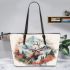 Ethereal watercolor design featuring the majestic elk1 leather totee bag