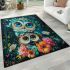 Fantasy cute baby owl with big blue eyes area rugs carpet