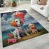 Festive pups and playful balloons area rugs carpet