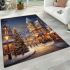 Festive snowy town square area rugs carpet
