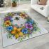 Flowers and bumblebee area rugs carpet