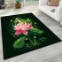 Frog jumping on a pink lotus flower area rugs carpet