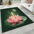 Frog on a lily pad jumping into a pink lotus flower cartoon area rugs carpet