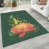 Frog on a lily pad jumping into a pink lotus flower cartoon area rugs carpet