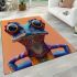 Frog portrait cartoon illustration with big eyes area rugs carpet