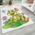 Frog sitting on a lily pad smiling with a butterfly and dragonfly area rugs carpet