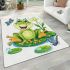 Frog sitting on a lily pad smiling with a butterfly and dragonfly area rugs carpet