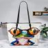 Frog wearing glasses abstract painting leaather tote bag