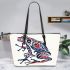 Frog with blue and red colors leaather tote bag