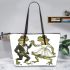 Frogs in tuxedos and dresses dancing leaather tote bag