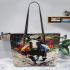 Galloping horse in the style of oil painting leather tote bag
