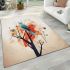 Geometric birds and trees creating harmony area rugs carpet