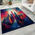 Geometric city skylines representing urban landscapes area rugs carpet