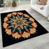 Golden floral mandala intricate geometric digital art area rugs carpet