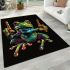 Green frog doing the peace sign in vibrant colors area rugs carpet