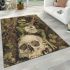 Green frog playing the banjo on top of human skull area rugs carpet