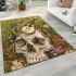 Green frog playing the banjo on top of human skull area rugs carpet