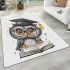 Grey owl with big eyes wearing glasses area rugs carpet