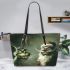 grinchy cry and dancing santaclaus Leather Tote Bag