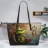 Grinchy drink coffee smile and dream catcher leather tote bag