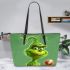 Grinchy got bucked tooth missing smile leather tote bag