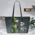 grinchy smile and dancing skeleton king Leather Tote Bag