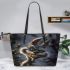 grinchy smile and dancing wolves show Leather Tote Bag