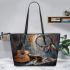 Guitar coffee and dream catcher leather tote bag